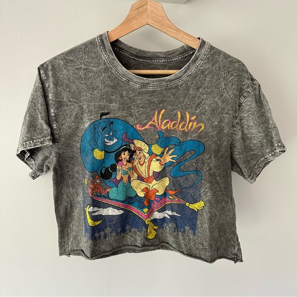 Disney | Tops | Disney Aladdin Acid Wash Crop Top Jasmine Genie | Poshmark